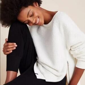 Anthropologie Varley Kerri Side-Zip Sherpa Sweatshirt Cream Size XS